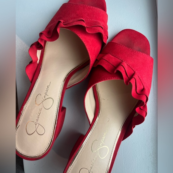 Jessica Simpson Red Ruffle Mules - Picture 3 of 3